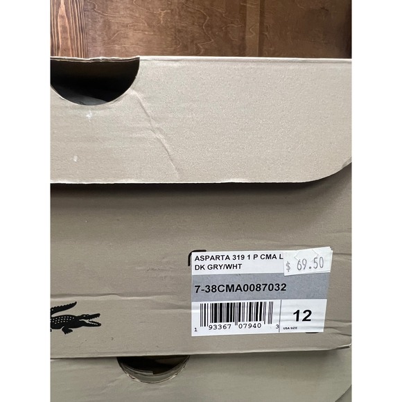 Lacoste Asparta 319 1 Mens Dark Grey Pebbled Leather Mid Top Sneakers 12 NEW - Picture 6 of 6